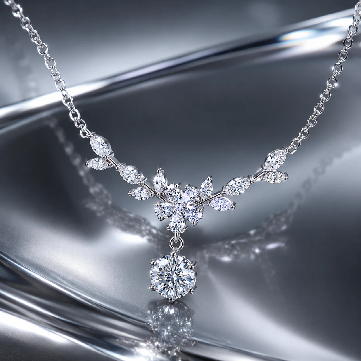 Srebrna ogrlica Crystal Blossom - Slika 3