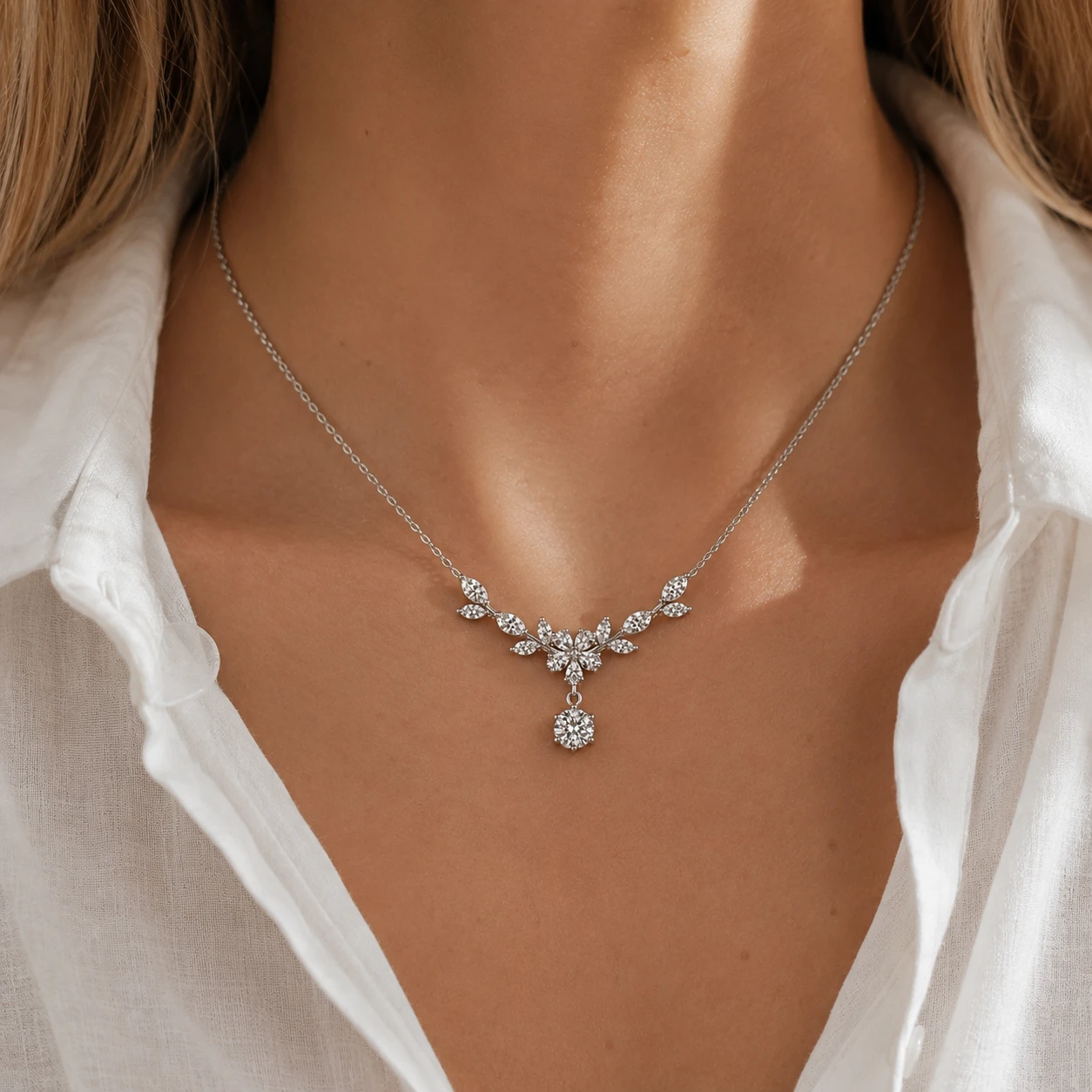 Srebrna ogrlica Crystal Blossom - Slika 2