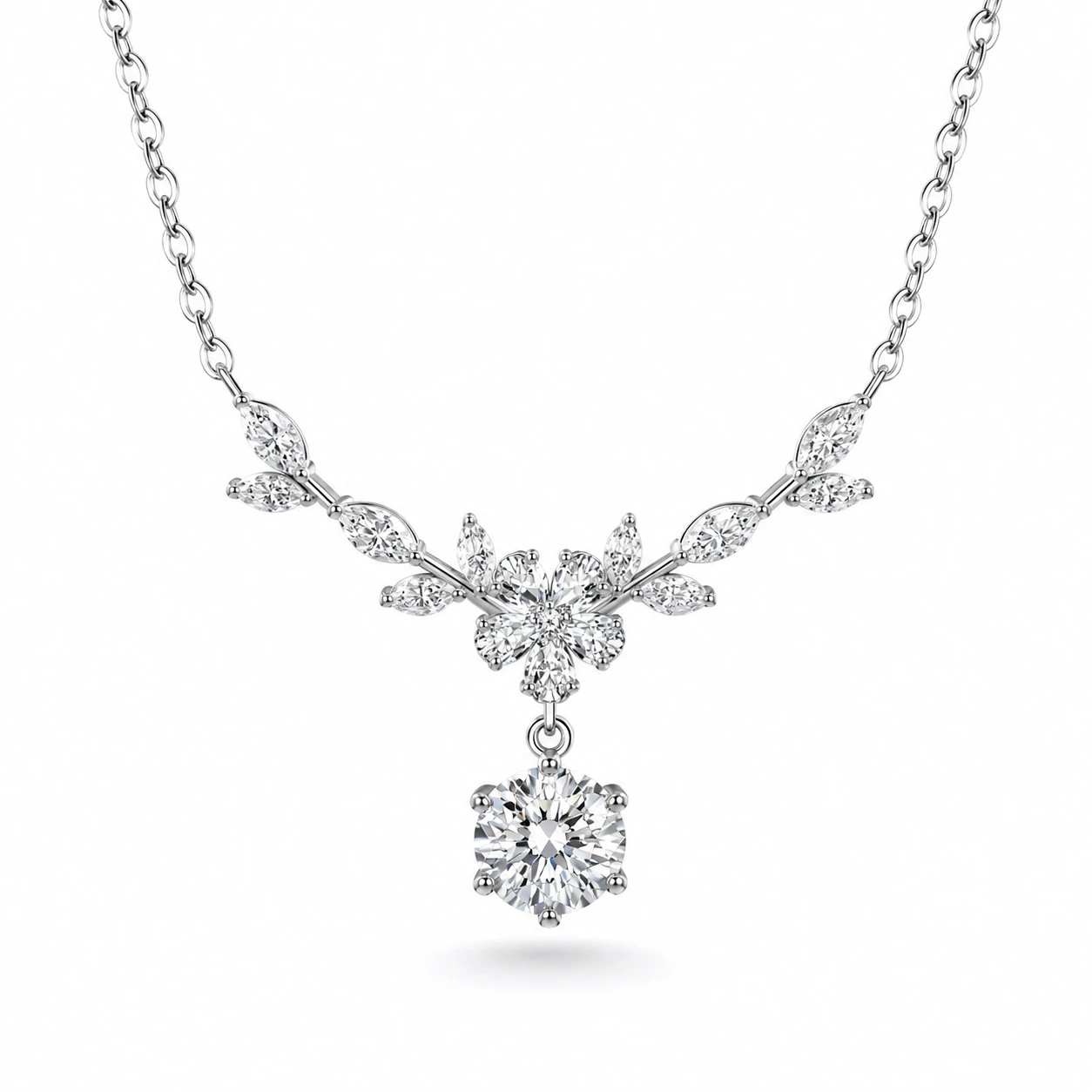 Srebrna ogrlica Crystal Blossom