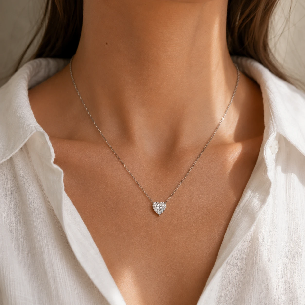 Srebrna ogrlica Crystal Heart - Slika 2