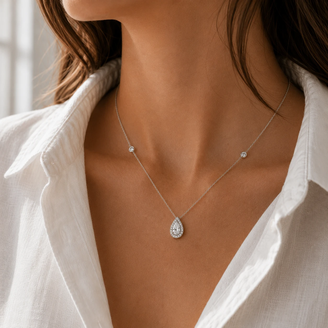 Srebrna ogrlica Royal Teardrop - Slika 2