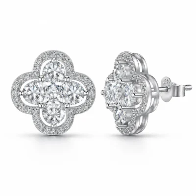Srebrne naušnice Crystal Clover - Affinity Silver 